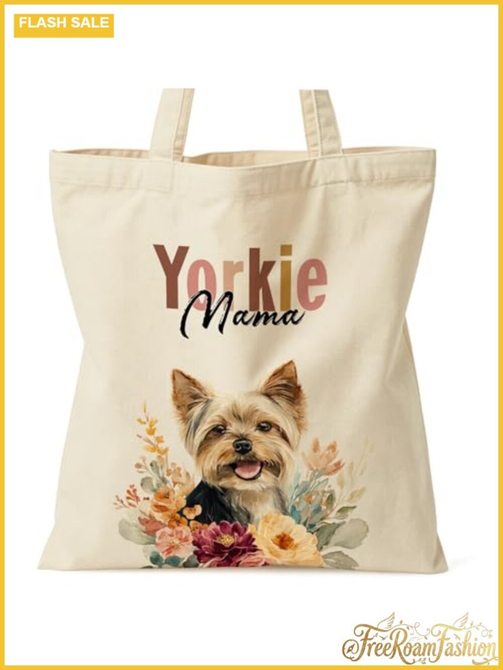 Canvas Tote Bag for Women Yorkie Dog Lover Shopping Travel Work